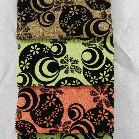 Tissu 100 % polyester aspect lin, tissu floqué tricoté en velours avec auto-adhésif, vente en gros