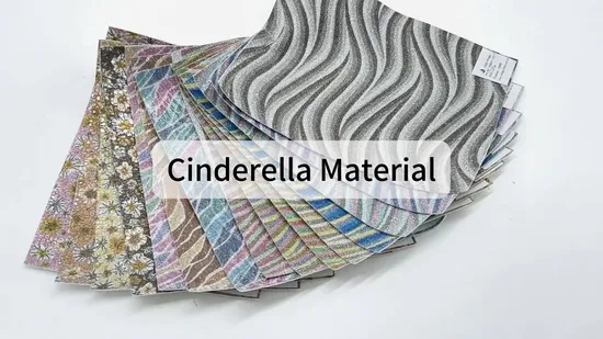 Tissu en PVC à motif de feuille de saule brillante Cendrillon, cuir synthétique PU pour chaussures